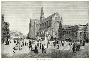 A piac, Haarlem (metszet) alkotó: English School