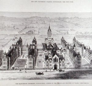 A Marylebone Infirmary, Notting Hill, melyet a walesi herceg és hercegnő nyitott meg, a The Illustrated London News 1881. február 7-i számából. alkotó: English School