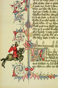 A kereskedő, a The Canterbury Tales faxrészlete, Geoffrey Chaucer (1342-1400 körül) alkotó: English School