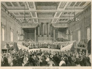 A Metropolitan Drapers találkozó a londoni Exeter Hallban alkotó: English School