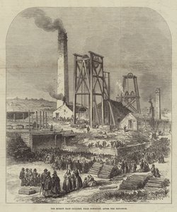 A Morley Main Colliery, Dewsbury közelében, a robbanás után (metszet) alkotó: English School