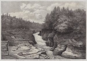 Természetes lépcsők a Montmorency folyón, Quebec közelében (metszet) alkotó: English School