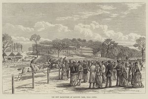 Az új lóversenypálya a Sandown Parkban, Esher közelében (metszet) alkotó: English School