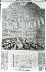 The New Reading-Room, British Museum, megjelent a The Illustrated London News-ban, 1857. május 9. alkotó: English School