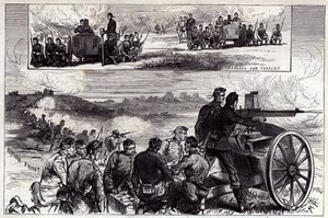 A Nordenfelt Guns Aldershotban, az Illustrated London Newsból, 1885. szeptember alkotó: English School