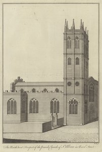 A St Alban plébániatemplom északnyugati kilátása a Wood Street-en, Londonban