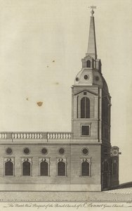 A londoni St Benet Gracechurch plébániatemplom északnyugati kilátása