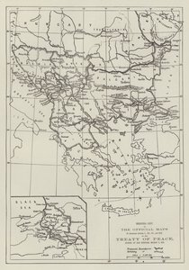 A békeszerződés hivatalos térképei, aláírva San Stefanóban, 1878. március 3-án (metszet) alkotó: English School