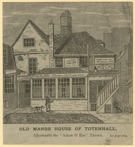 A Totenhall régi kastélya, később az Adam and Eve Tavern, London alkotó: English School