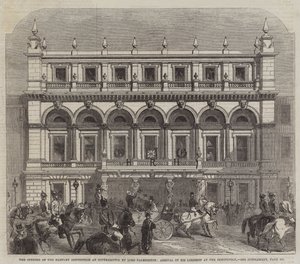 Lord Palmerston megnyitotta a Hartley Intézetet Southamptonban, Lordságának érkezése az intézménybe (metszet) alkotó: English School