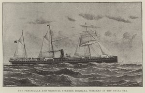 Der Peninsular und Oriental Dampfer Bokhara, im Chinesischen Meer gestrandet von English School