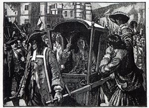 Az edinburgh-iak Hamilton hercegét a Holyrood-palotába kísérték 1706-ban alkotó: English School