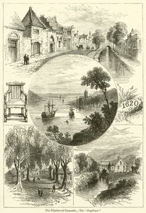 A plymouthi zarándokok, A "Mayflower" (metszet) alkotó: English School