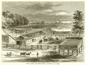 A kivégzés helye, Tyburn, 1750-ben alkotó: English School