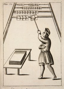 The Pressman Hanging Paper, pub. 1683-as metszet. alkotó: English School