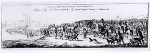 Károly (1630-85) és új királynője, Braganzai Katalin (1638-1705) felvonulása Portsmouthból Hampton Courtba, 1662 alkotó: English School