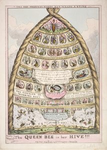 "The Queen Bee in her Hive", a brit társadalmi hierarchia allegóriája, kiadó: G.S. Tregear alkotó: English School