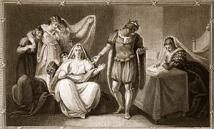 A Queen Wawager magát és lányait III. Richárd védelme alá helyezi, David Humes illusztrációja Anglia története, pub. R. Bowyer, London, 1812 alkotó: English School