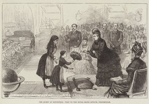 A királynő Edinburgh-ban, látogatás a Királyi Vakok Menhelyében, Craigmillar alkotó: English School
