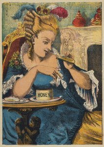 A királynő a szalonjában (színes litográfia) alkotó: English School