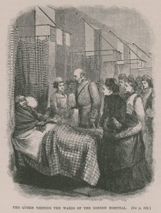 A királynő a Londoni Kórház osztályait látogatja alkotó: English School