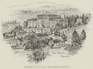 A királynő olaszországi látogatása, Őfelsége rezidenciája (metszet) alkotó: English School