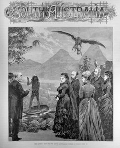A királynő látogatása a dél-ausztrál udvarban 1886. május 21-én, pénteken, a „The Illustrated London News”-ból, 1886. május 29. (metszet) alkotó: English School
