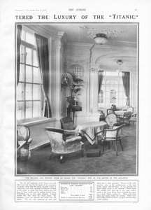 Olvasó- és Íróterem a Titanic fedélzetén, a The Sphere-ből, 1912. április 27. alkotó: English School