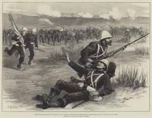 The Reconnaissance in Force, augusztus 5., a Királyi Tengerészgyalogosok visszaesnek a nap végén, erős tűz alatt (metszet) alkotó: English School