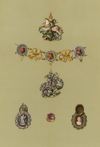A skóciai regáliák, a Regalia kisebb cikkei (chromolitho) alkotó: English School