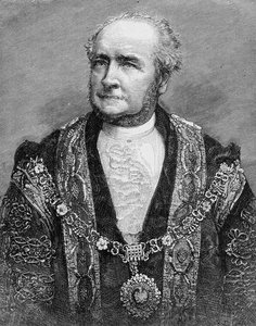 A jobb tiszt. Alderman G. S. Nottage, London új polgármestere, illusztráció a „The Illustrated London News”-ból, 1884