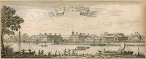 A Chelsea-i Királyi Kórház és a Ranelagh Gardens-i Rotunda egy régi képből alkotó: English School