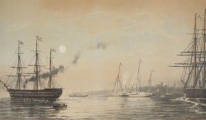 A királyi jacht Margate-nél 1863. március 5-én, VII. Edward és a dán Alexandra házasságának emlékművéből, kocsma. 1864 alkotó: English School