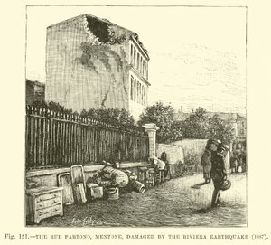 A Rue Partono, Mentone, 1887-ben, a Riviera-i földrengésben megsérült alkotó: English School