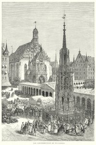 A Schonebrunnen Nürnbergben (metszet) alkotó: English School