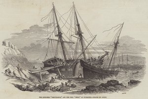 A Schooner "Providence" és a Brig "Hero" Plymouthban (metszet) alkotó: English School