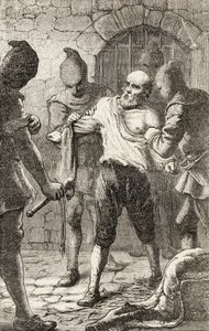 George Penn korbácsolása a spanyol inkvizíció idején, 1865 körül (fametszet) alkotó: English School