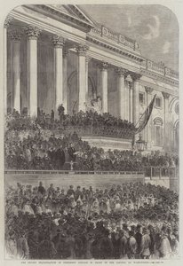 Lincoln elnök második beiktatása a washingtoni Capitolium előtt (metszet) alkotó: English School