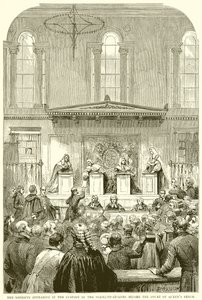 A seriffek a szolgabíró őrizetében a Court of Queens Bench előtt alkotó: English School