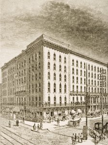 A Sherman Hotel, Chicago, 1870 körül, a Religious Tract Society által kiadott „American Pictures”-ből, 1876 alkotó: English School