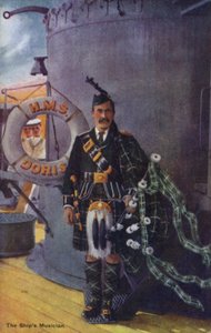 The Ships musician, dudás (színes litográfia) alkotó: English School