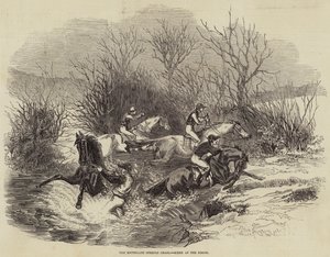 The Southgate Steeple Chase, Jelenet a pataknál (metszet) alkotó: English School