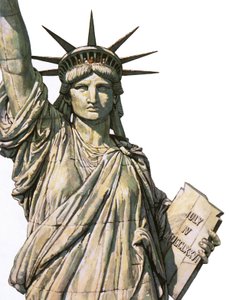 A Szabadság-szobor a Bedloe-szigeten, New York államban