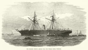 A Steamer Tripoli Ashore a Tuskar Rocks közelében, Wexford (metszet) alkotó: English School