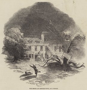 A vihar Kentish-Townban, kedden (metszet) alkotó: English School
