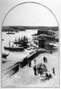 The Top of the Grand Harbour, Valletta, Málta, „A festői mediterrán” 3. kötetéből, a Cassell and Co. Ltd. kiadásában. alkotó: English School