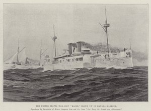 Az Egyesült Államok "Maine" hadihajóját felrobbantották Havanna kikötőjében (litho) alkotó: English School
