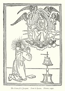 S Jacopone látomása, Laudijából, Firenzéből alkotó: English School