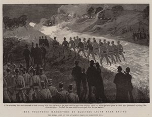 Önkéntes manőverek elektromos fénnyel Ealing közelében (litho) alkotó: English School