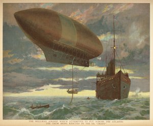 „A Wellman léghajó, amely megpróbált átrepülni az Atlanti-óceánon, a legénységet az S.S. „Trent” mentette meg. Kis emberek léghajók könyve. London: Ernest Nister, [1912] alkotó: English School
